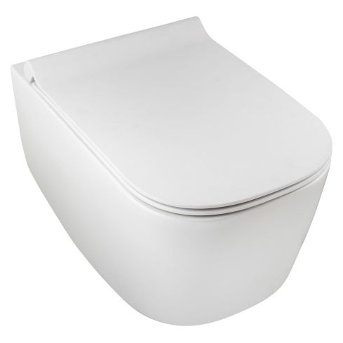 Carlyle Wall Mounted Rimless Wc Pan With Soft Close Slim Seat And Cover