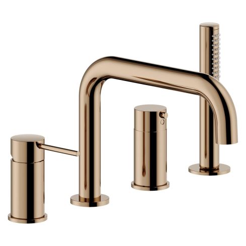 Velis Deck Mounted 4 Hole Bath Shower Mixer With Hand Shower