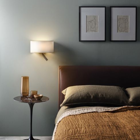 Venn Indoor Wall Light With Reading Light & Stadium Lampshade