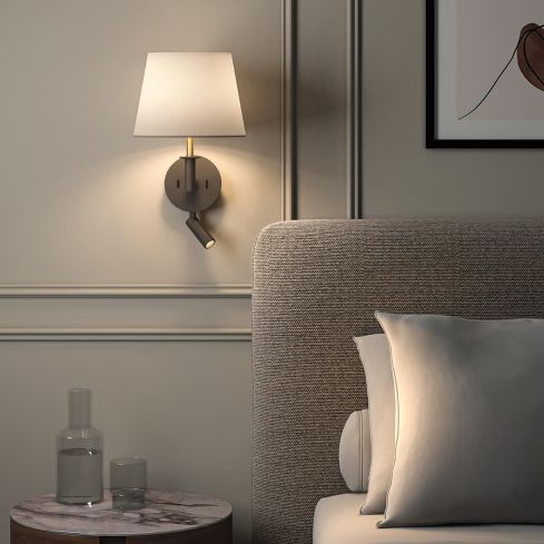 Club Indoor Wall Light With Reading Light & French Drum Lampshade