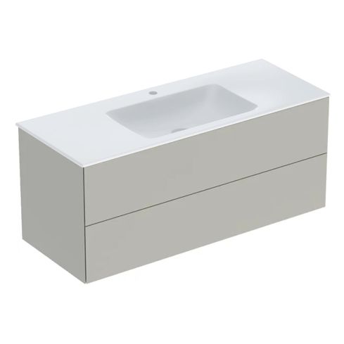 Geberit One Wall Mounted Double Drawer Vanity Unit With Semi Inset 1 Hole Wash Basin 1200 mm