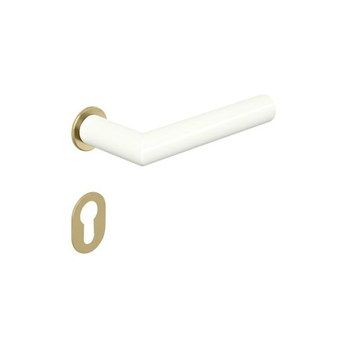 162X Lever Handle Pure White On Mini Round Rose With Escutcheon