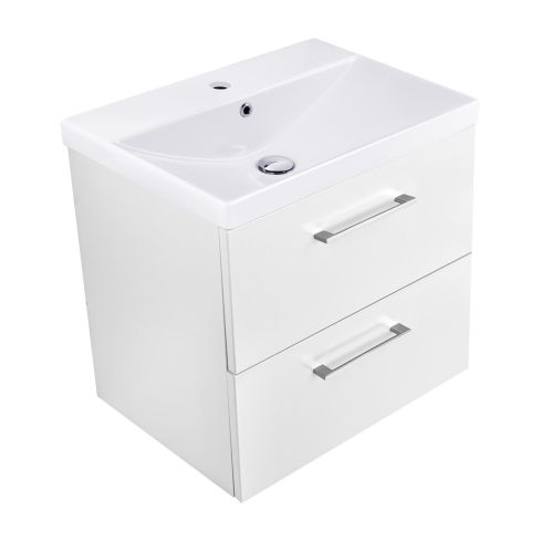 Zephyr Wall Mounted Double Drawer Vanity Unit With 1 Hole Integrated Wash Basin