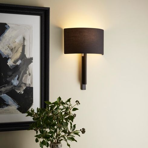 Tate Indoor Wall Light With Semi Drum Lampshade