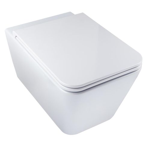Stratos Rimless Wall Mounted WC with Soft Close Slim Seat and Cover