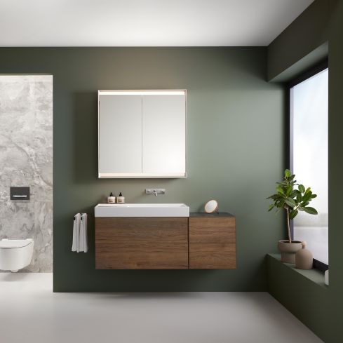 One Wall Mounted Mirror Cabinet With Internal LED Light