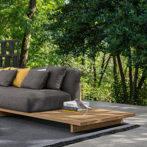 Argo Wood Icon Outdoor Left Modular Sofa With Coffee Table