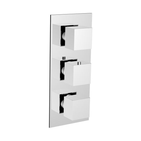 Universal Trim Part for 3 Outlet Thermostatic Shower Mixer With Square Handle