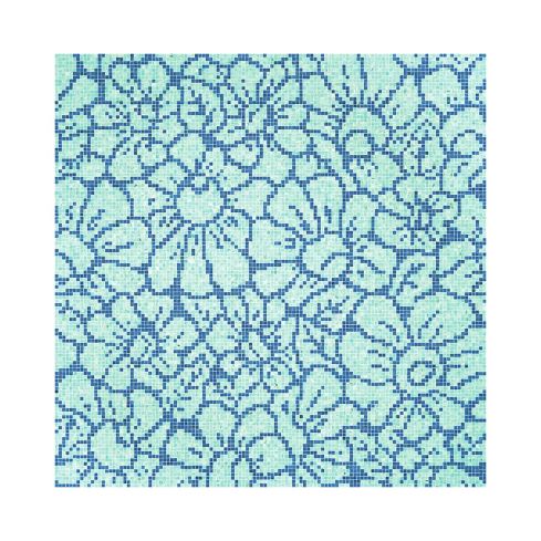 Flora Graphic Flowers Blue Mosaico