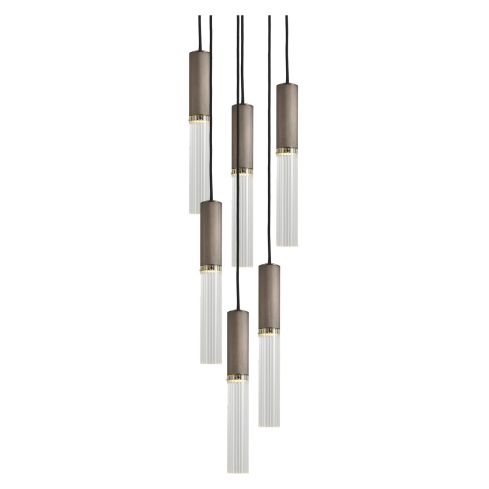 Flume 50 Indoor 6pc Chandelier Frosted Reeded Glass