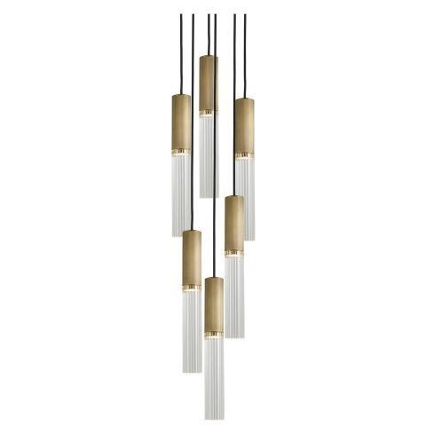 Flume 50 Indoor 6pc Chandelier Frosted Reeded Glass