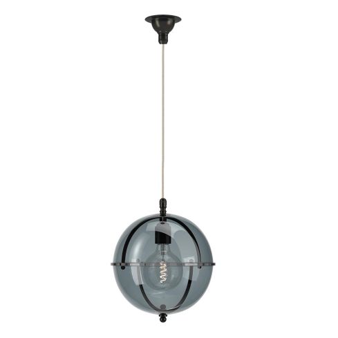 Grafton Globe Indoor Pendant Lamp With Ribbed And Clear Glass