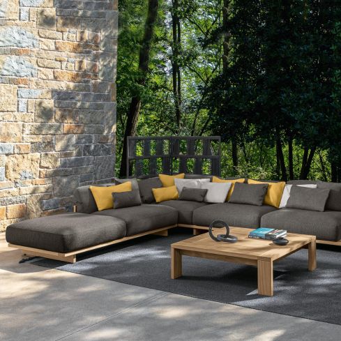 Argo Wood Icon Outdoor Modular Sofa With Right Pouf