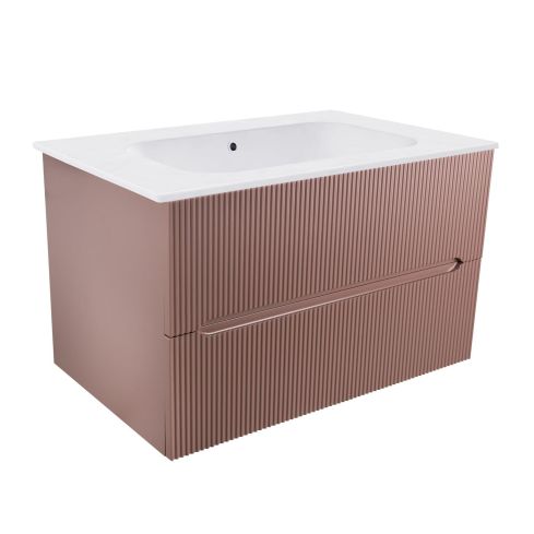 Smyle Wall Mounted Double Drawer Vanity Unit With Integrated 0 Hole Basin