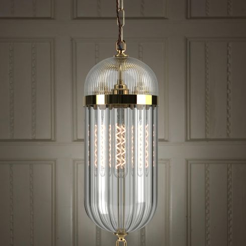 Aston Indoor Pendant Lamp With Skinny Ribbed Glass