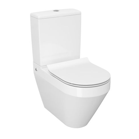 Crea Rectangular Rimless Close Coupled WC And Seat White