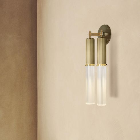 Flume Double Indoor Wall Light (IP20) Clear Reeded Glass