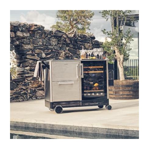 Freestanding Outdoor Mobile Bar With Refrigerator