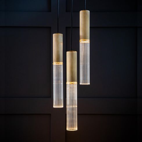 Flume 50 Indoor Pendant Light (IP44) Clear Reeded Glass