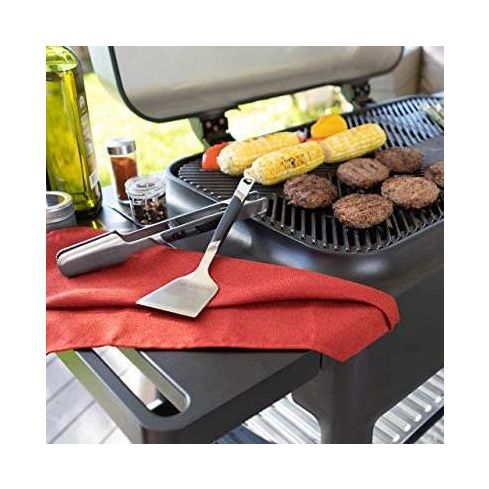 Premium Outdoor BBQ Spatula Long Black/Brushed Stainless Steel