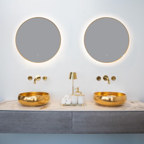 Argo Illuminated Backlit Round Mirror Brushed Gold