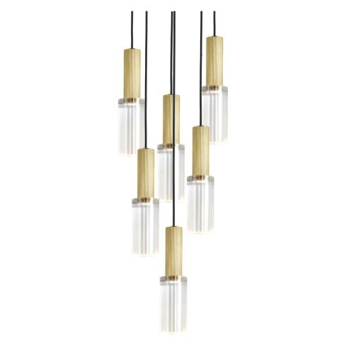 Flume 80 Indoor 6Pc Chandelier Frosted Reeded Glass