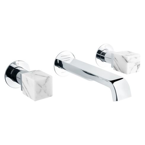 Sestriere Square Concealed 3 Hole Basin Mixer With Marble Handle
