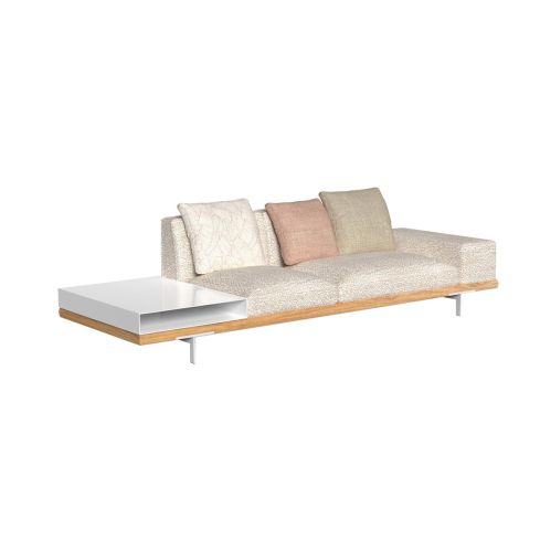 Allure Icon Outdoor 3 Seater Left Modular Sofa With Fabric Arm And Shelf