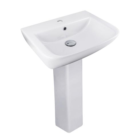 Zephyr Wall Mounted Wash Basin With Full Pedestal