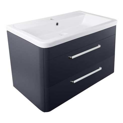 Teatro Wall Mounted Double Drawer Vanity Unit With Wash Basin