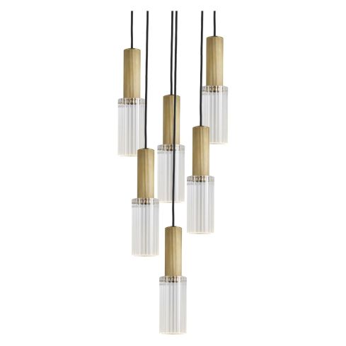 Flume 80 Indoor 6Pc Chandelier Clear Reeded Glass