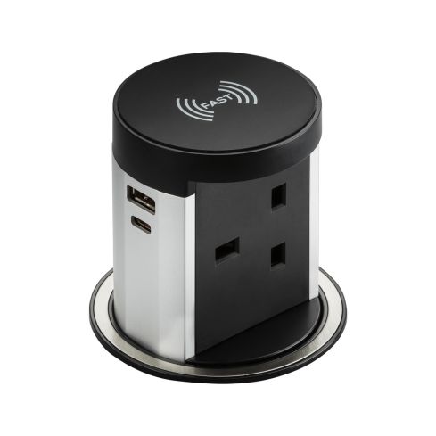 Indoor 13A Pop-up Socket with 10W Wireless Charger and Dual USB