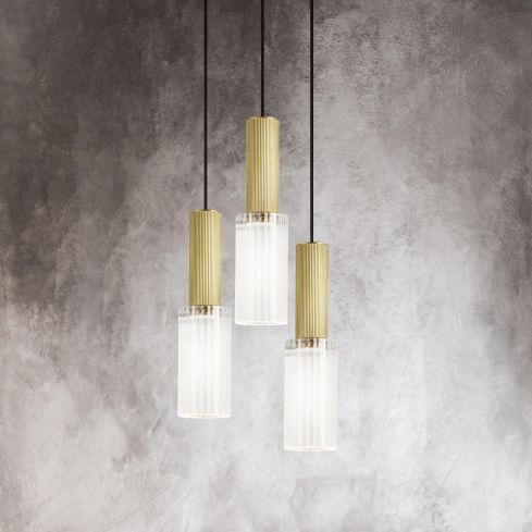 Flume 80 Indoor Pendant Light (IP20) Frosted Reeded Glass