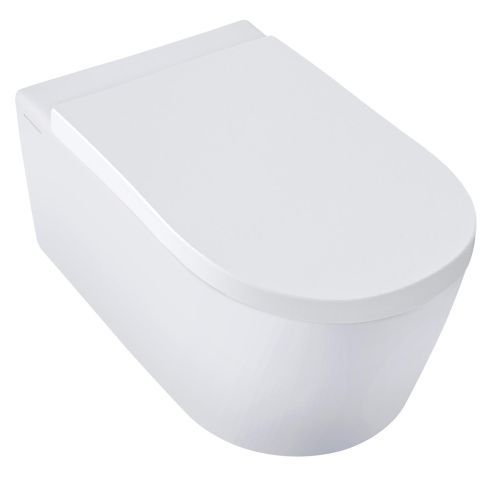 Corsair Rimless Wall Mounted Wc Pan With Soft Close Wrap Over Seat Cover