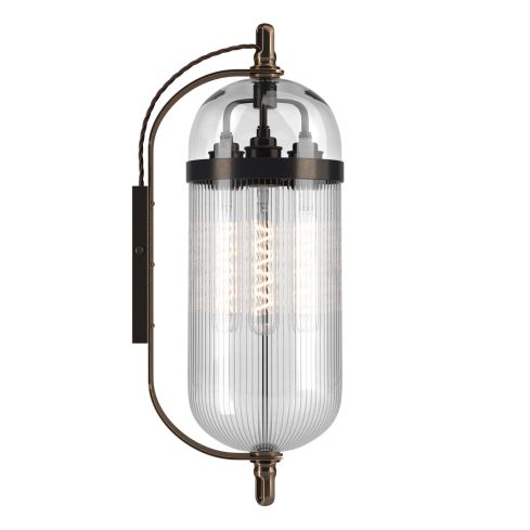 Aston Indoor Wall Light With Clear And Skinny Ribbed Glass