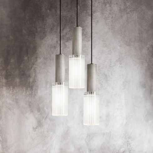 Flume 80 Indoor Pendant Light (IP44) Frosted Reeded Glass