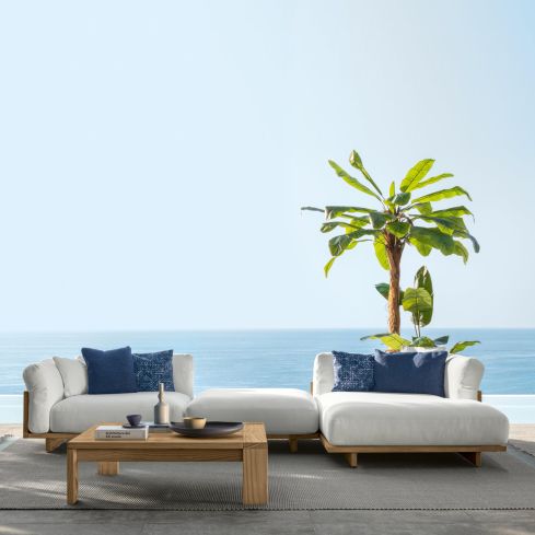 Argo Wood Icon Outdoor Sofa Right Modular With Pouf
