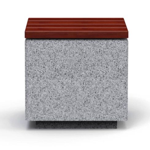 Kube Mad Outdoor Concrete Bench With Wooden SeaT