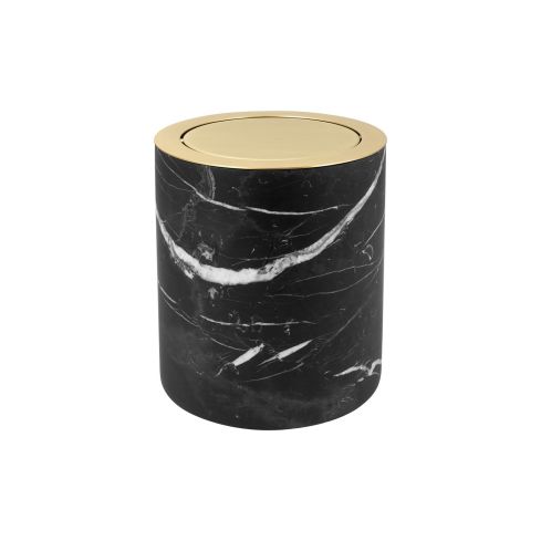 Nero Marquina Freestanding Waste Bin With Swivel Lid