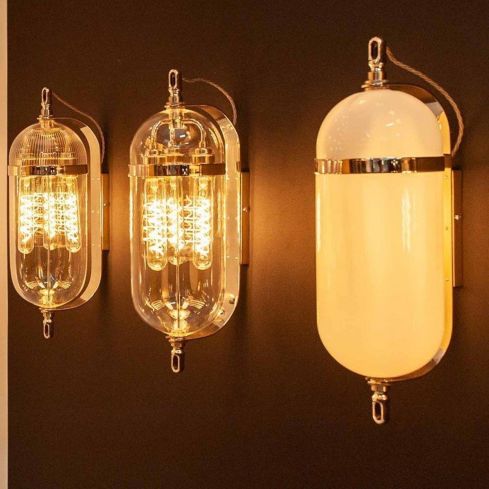 مصباح جداري للاماكن الداخلية بزجاج شفاف/مضلع رفيع من تشكيلة آستون