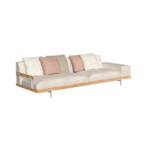 Allure Icon Outdoor 3 Seater Sofa With Wood Right Arm And Fabric Left Arm