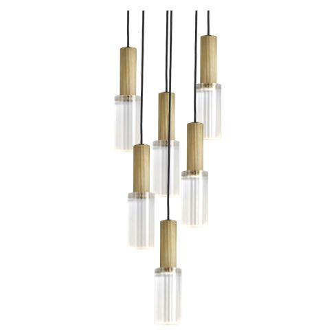 Flume 80 Indoor 6Pc Chandelier Frosted Reeded Glass