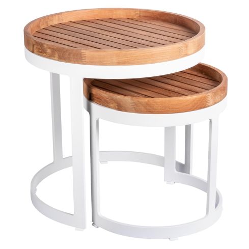 Milos Teak Top Outdoor Side Table