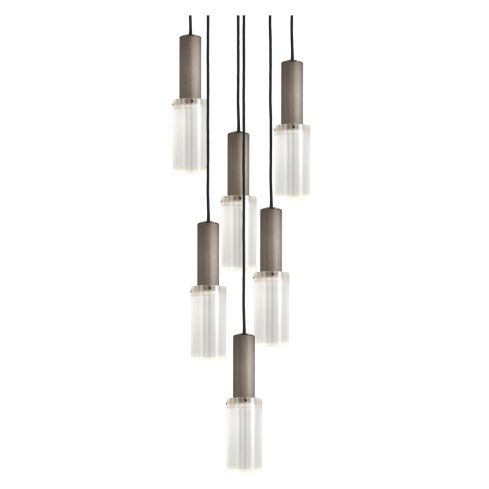 Flume 80 Indoor 6Pc Chandelier Frosted Reeded Glass