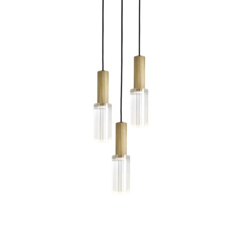 Flume 80 Indoor 3Pc Chandelier Frosted Reeded Glass