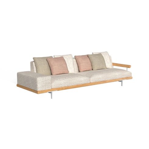 Allure Icon Outdoor 3 Seater Sofa With Fabric Right Arm And Wood Left Arm