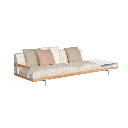 Allure Icon Outdoor 3 Seater Right Modular Sofa With Wood Arm And Shelf