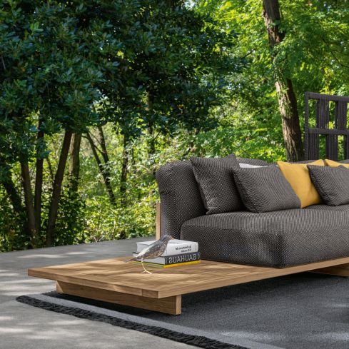 Argo Wood Icon Outdoor Right Modular Sofa With Coffee Table