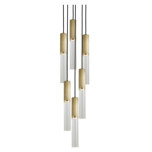 Flume 50 Indoor 6pc Chandelier Clear Reeded Glass