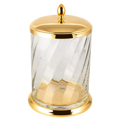 Spiral Bath Bin With Cover Gold